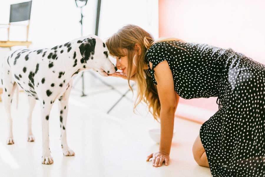 woman with dalmatian