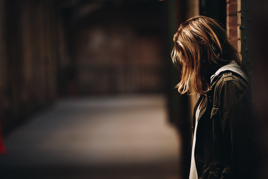 woman head down, depressed