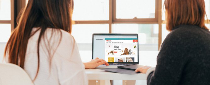 woman sitting in front of computer, website