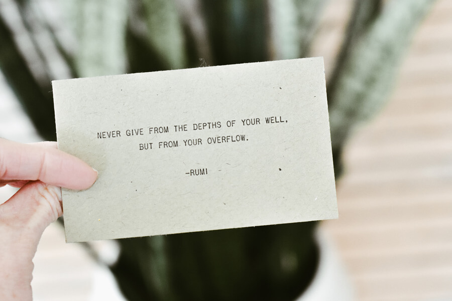 business card, inspiring words