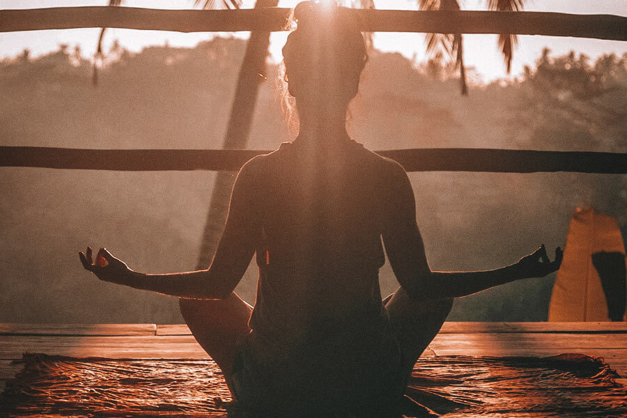 woman doing yoga, ubud, bali